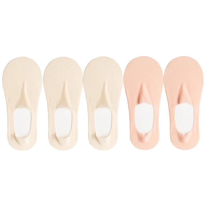 5 Pares meias invisiveis  feminina antiderrapante Ultra-fino