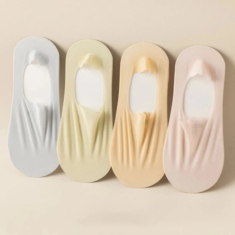 5 Pares meias invisiveis  feminina antiderrapante Ultra-fino
